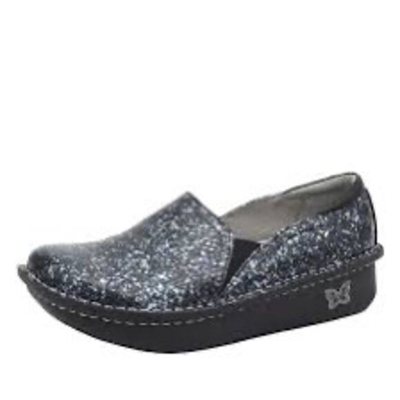 Alegria Debra Blue Racer 39/8 NWOB Women's Black Leather Platform Derby Shoes - Picture 1 of 13